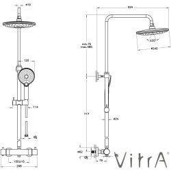 Vitra - Vitra AquaHeat Bliss 240 2F Duş Kolonu ve Termostatik Duş Bataryası Sistemi, Soft Bakır