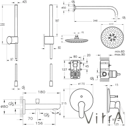 Vitra - Vitra Root Round Ankastre Banyo Seti (Bliss 2F, Origin 1F), Soft Bakır