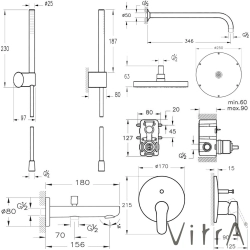 Vitra - Vitra Root Round Ankastre Banyo Seti (Bliss 2F, Origin 1F), Soft Bakır