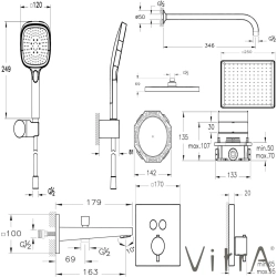 Vitra - Vitra AquaHeat AquaControl Square Ankastre Termostatik Banyo Seti