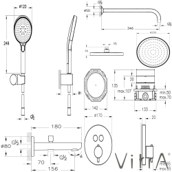 Vitra - Vitra AquaHeat AquaControl Round Ankastre Termostatik Banyo Seti