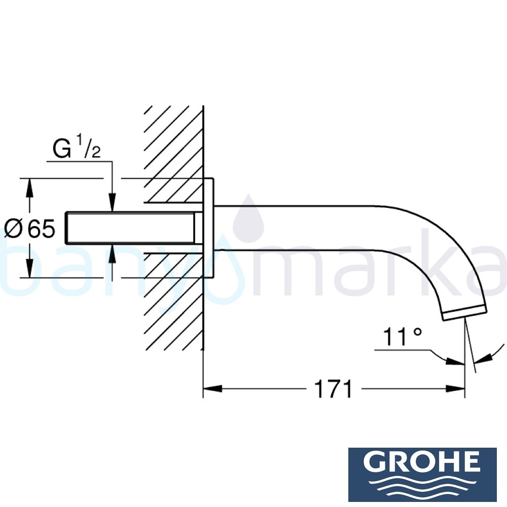 Grohe Atrio Wanneneinlauf Chrom - Wandmontage Für Badewanne 13139003