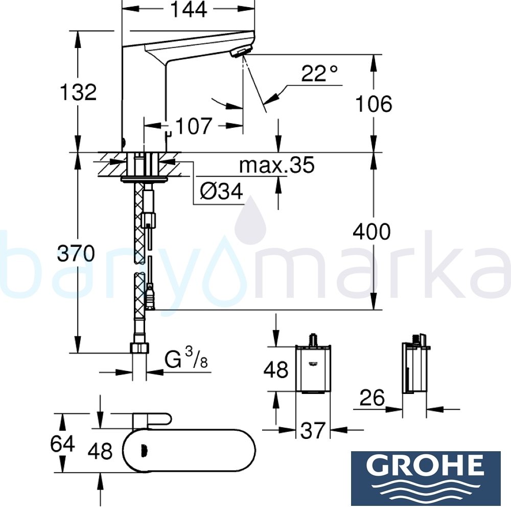 Grohe Eurosmart Fotoselli/Elektronik Lavabo Bataryas? 36327001