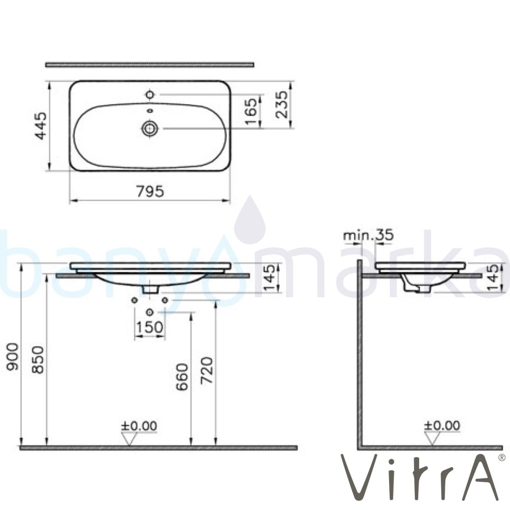 Vitra Nest Trendy Tezgah Lavabo, 80 Cm - 5686B003-1072 Online Satış ...