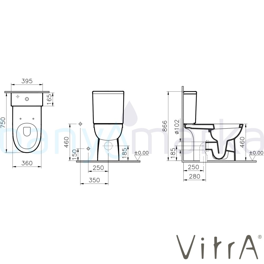 Vitra Conforma Bedensel Engelli Takım Klozeti, 75 cm