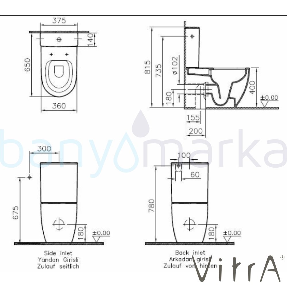Vitra Sento Rimex Kanalsız Duvara Tam Dayalı Klozet