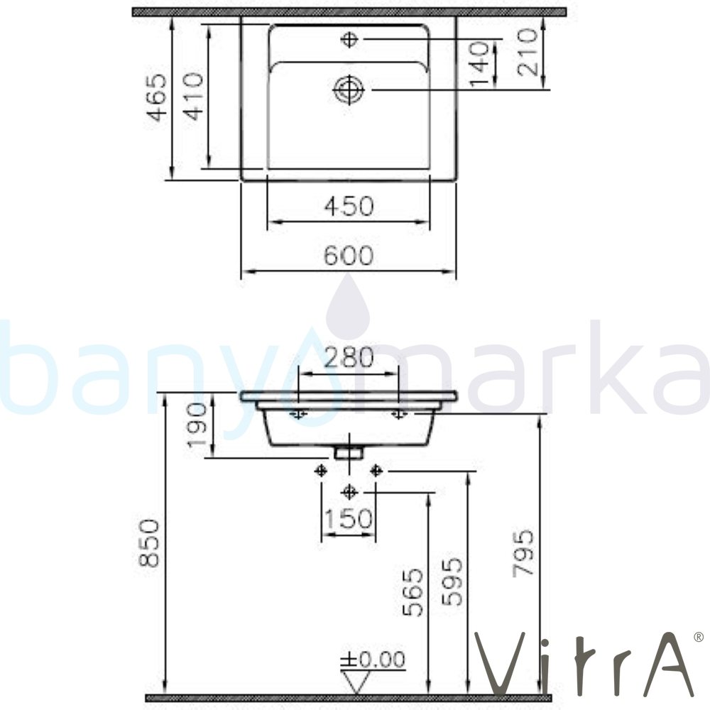 Vitra Integra Etajerli Lavabo, 60 Cm