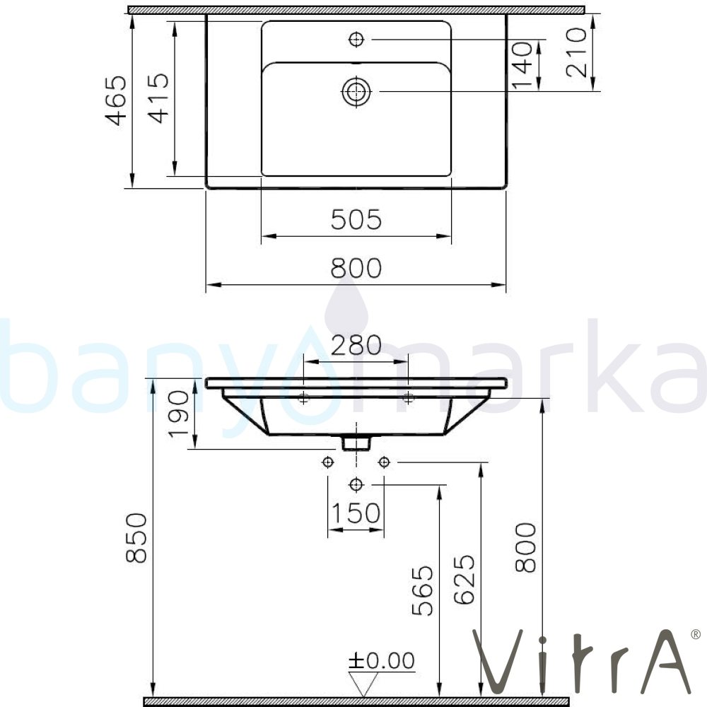 Vitra Integra Etajerli Lavabo, 80 Cm