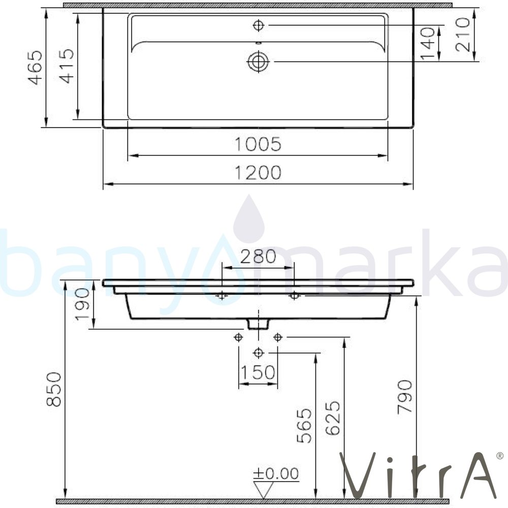 Vitra Integra Etajerli Lavabo, 120 Cm