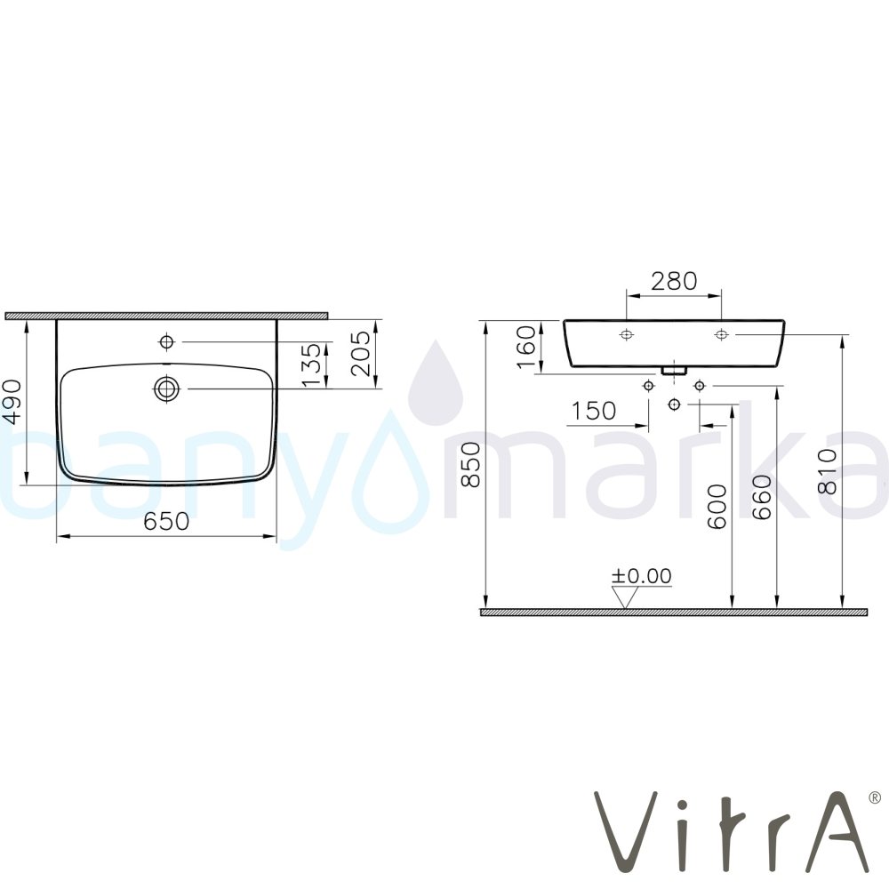 Vitra Shift Lavabo, 65 cm - 7078B003-0001